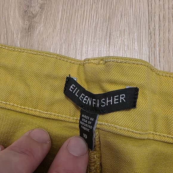 Eileen Fisher Parrot Yellow Skinny Ankle Organic Cotton Casual Mature Jeans 10 - Picture 8 of 11